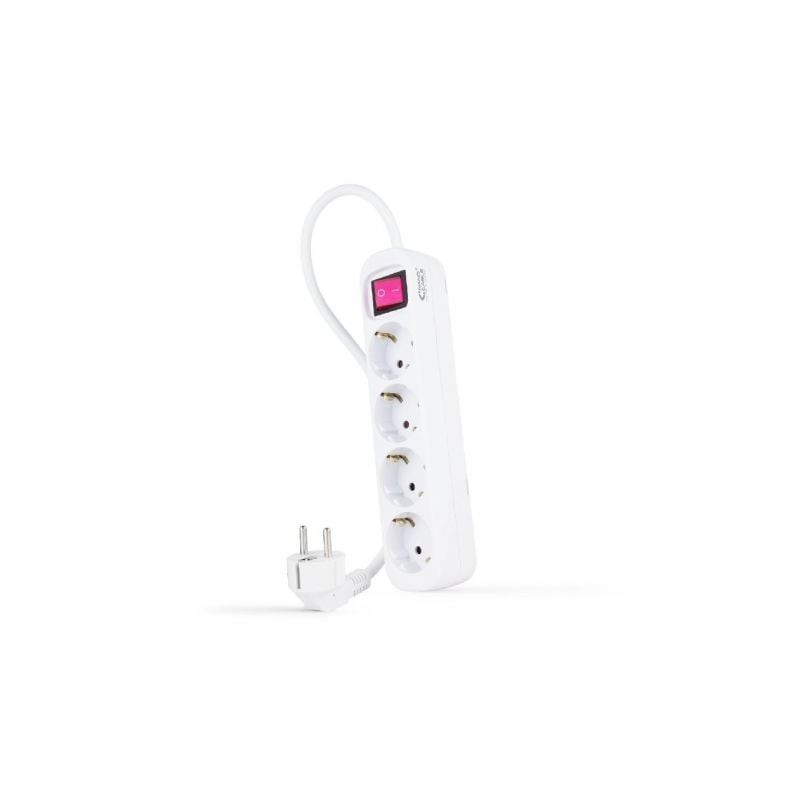 Regleta con Interruptor Nanocable 10.37.0004- 4 Tomas de Corriente- Cable 1.4m- Blanca