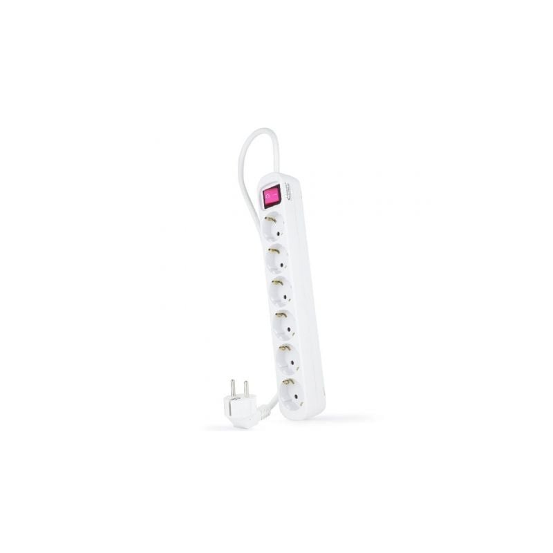 Regleta con Interruptor Nanocable 10.37.0006- 6 Tomas de Corriente- Cable 1.4m- Blanca