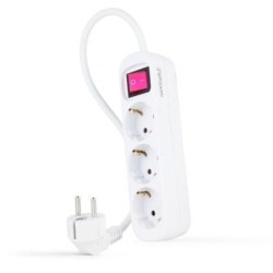 Regleta con Interruptor Nanocable 10.38.0003- 3 Tomas de Corriente- Cable 1.4m- Blanca
