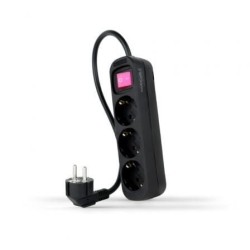 Regleta con Interruptor Nanocable 10.38.0003-BK- 3 Tomas de Corriente- Cable 1.4m- Negra