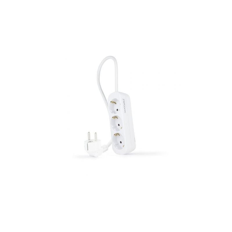Regleta Nanocable 10.38.0003-NS- 3 Tomas de Corriente- Cable 1.4m- Blanca