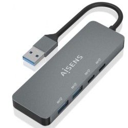 Hub USB 3.2 Aisens A106-0696- 2xUSB- 2xUSB Tipo-C- Gris