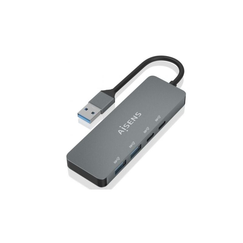 Hub USB 3.2 Aisens A106-0696- 2xUSB- 2xUSB Tipo-C- Gris