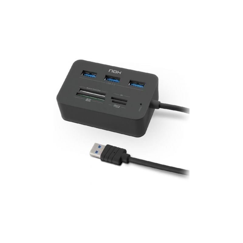 Hub USB 3.0 Nox Reader One- 3xUSB- 1x Lector de Tarjetas