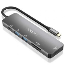 Docking USB Tipo-C Aisens ASUC-6P016-GR- 1xHDMI- 2xUSB- 1xLector Tarjetas- 1xUSB Tipo-C PD- Gris