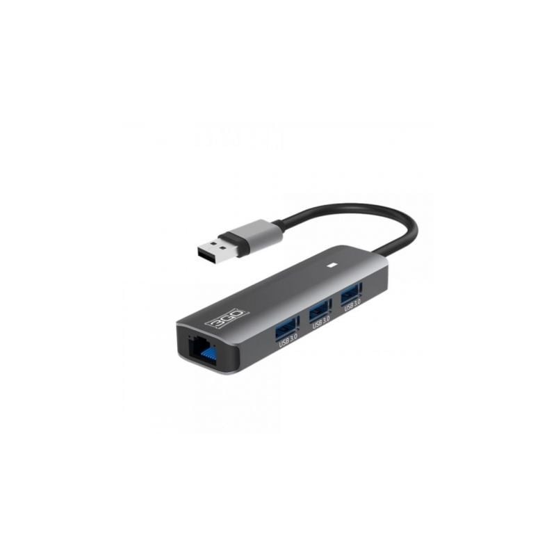 HUB USB 3.0 3GO HUB37PETH2- 3xUSB- 1xRJ45- Gris
