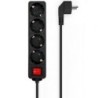 Regleta con Interruptor Aisens A154-0650- 4 Tomas de Corriente- Cable 1.4m- Negro
