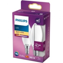 Bombilla Led Philips LED Classic- Casquillo E14- 4.3W- 470 Lúmenes- 2700K- Pack de 2 Uds