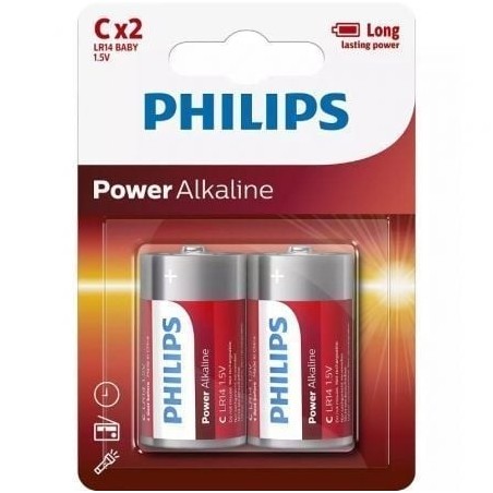 Pack de 2 Pilas C Philips LR14P2B-10- 1.5V- Alcalinas