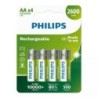 Pack de 4 Pilas AA Philips R6B4B260-10- 1.2V- Recargables