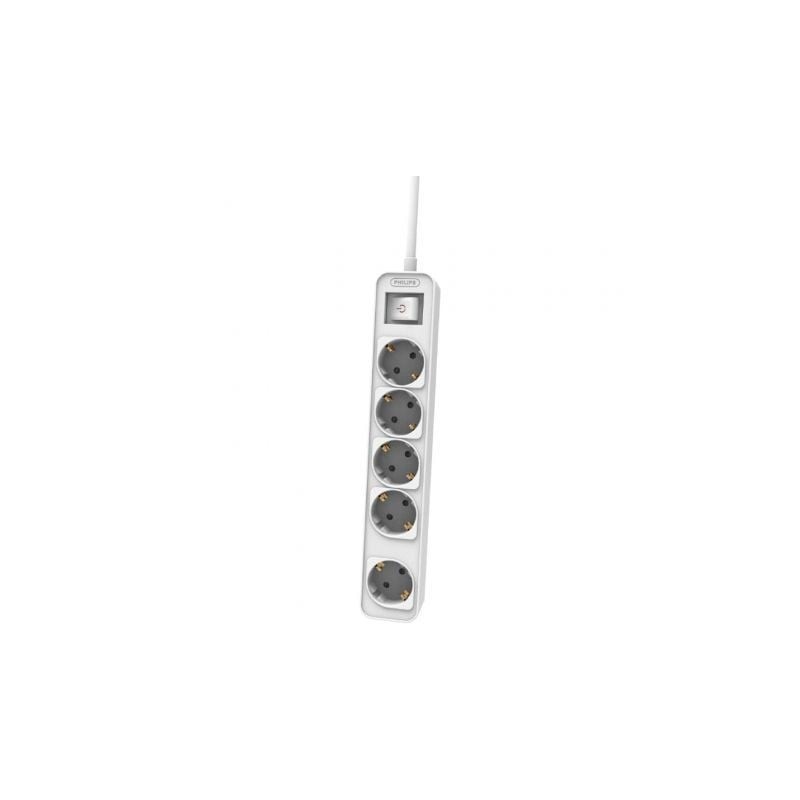 Regleta con Interruptor Philips CHP2154W-10- 5 Tomas de corriente- Cable 1.5m- Blanco