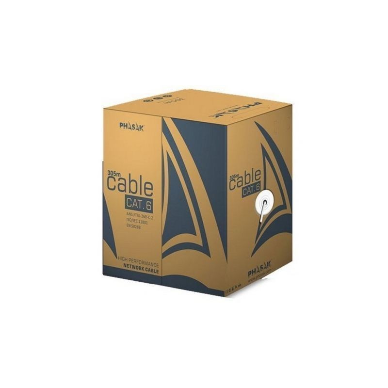 Bobina de Cable RJ45 UTP Phasak PHR 6302 Cat.6- 305m- Gris