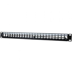Patch Panel Phasak PA 3424- 24 Puertos- Cat.6- Altura 1U- Gestión de Cable- Conectores RJ45 UTP No Incluidos