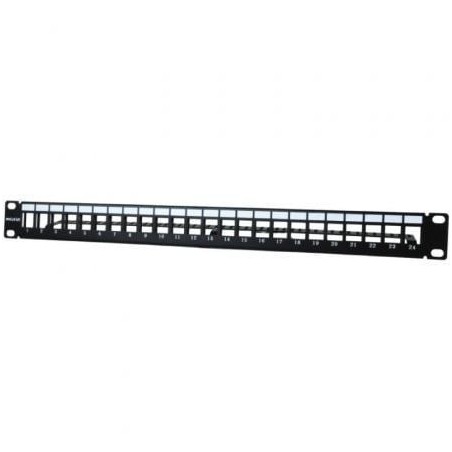Patch Panel Phasak PA 3424- 24 Puertos- Cat.6- Altura 1U- Gestión de Cable- Conectores RJ45 UTP No Incluidos