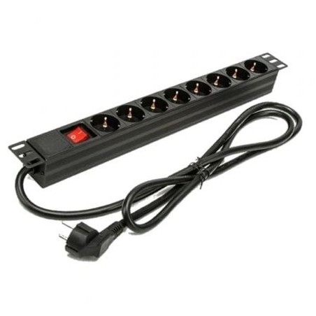 Regleta con Interruptor Phasak BNS 1518- 8 Tomas de Corriente- Cable 1.5m- Negro