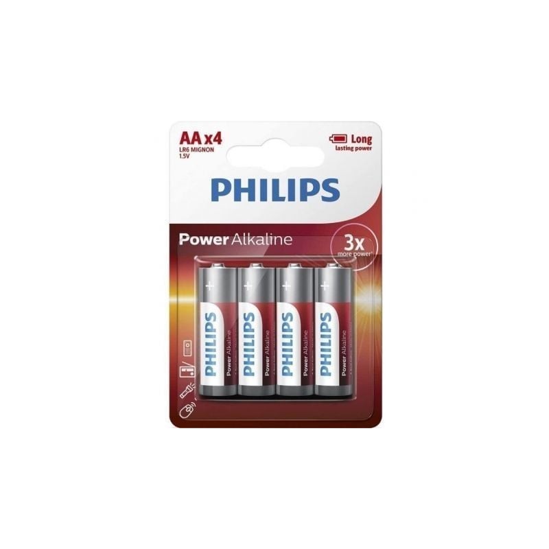 Pack de 4 Pilas AA Philips LR6P4B-10- 1.5V- Alcalina
