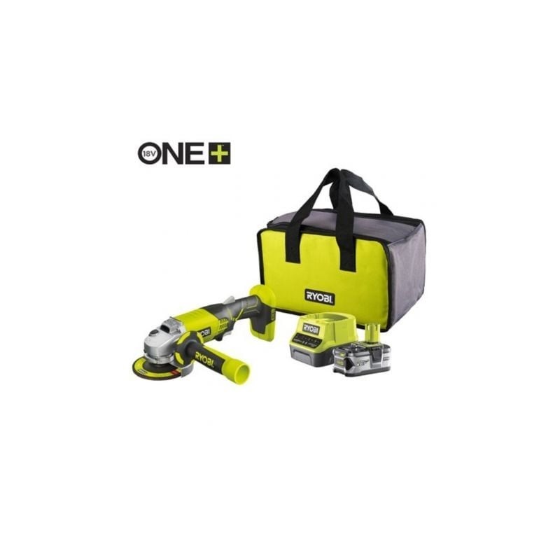 Amoladora Sin Cable Ryobi ONE+ R18AG-140S- 1 Batería 18V 4.0 Ah- Cargador 2.0 A- Bolsa de Transporte