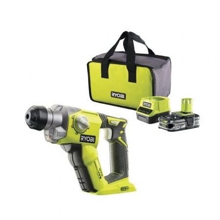 Martillo Percutor Sin Cable Ryobi ONE+ R18SDS-125S- 1 Batería 18V 2.5 Ah- Cargador 2.0 A- Bolsa de Transporte
