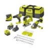 Pack Taladro + Amoladora + Sierra de calar + Lijadora Ryobi ONE+ R18CK4F-252S- 2 baterías 18V 5,0 y 2,0 Ah- Cargador 2,0 A- B