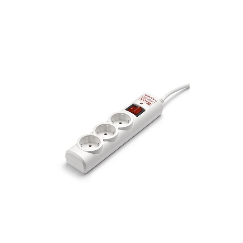 Regleta con interruptor Salicru SPS SAFE 3- 3 Tomas de corriente- Cable 1.5m- Blanca