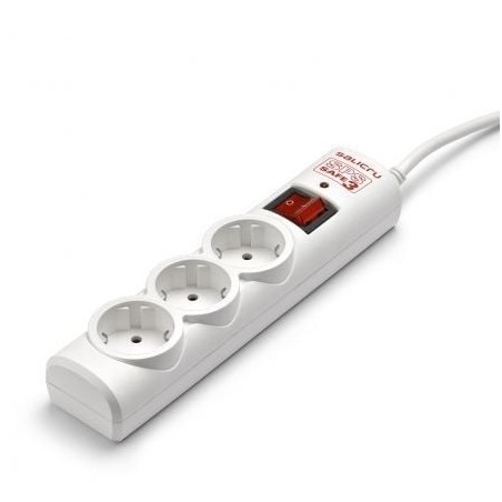Regleta con interruptor Salicru SPS SAFE 3- 3 Tomas de corriente- Cable 1.5m- Blanca