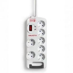 Regleta con interruptor Salicru SAFE 7- 7 Tomas de corriente- Cable 1.8m- Blanca