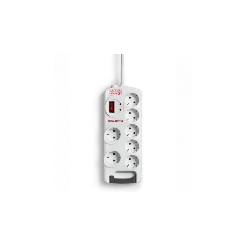 Regleta con interruptor Salicru SAFE 7- 7 Tomas de corriente- Cable 1.8m- Blanca