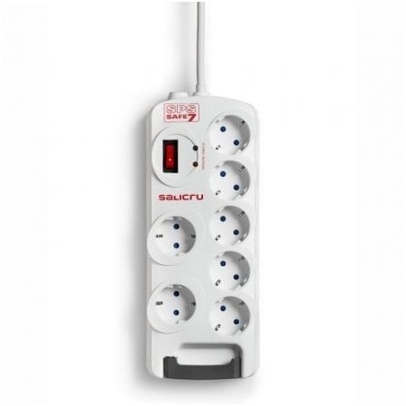 Regleta con interruptor Salicru SAFE 7- 7 Tomas de corriente- Cable 1.8m- Blanca