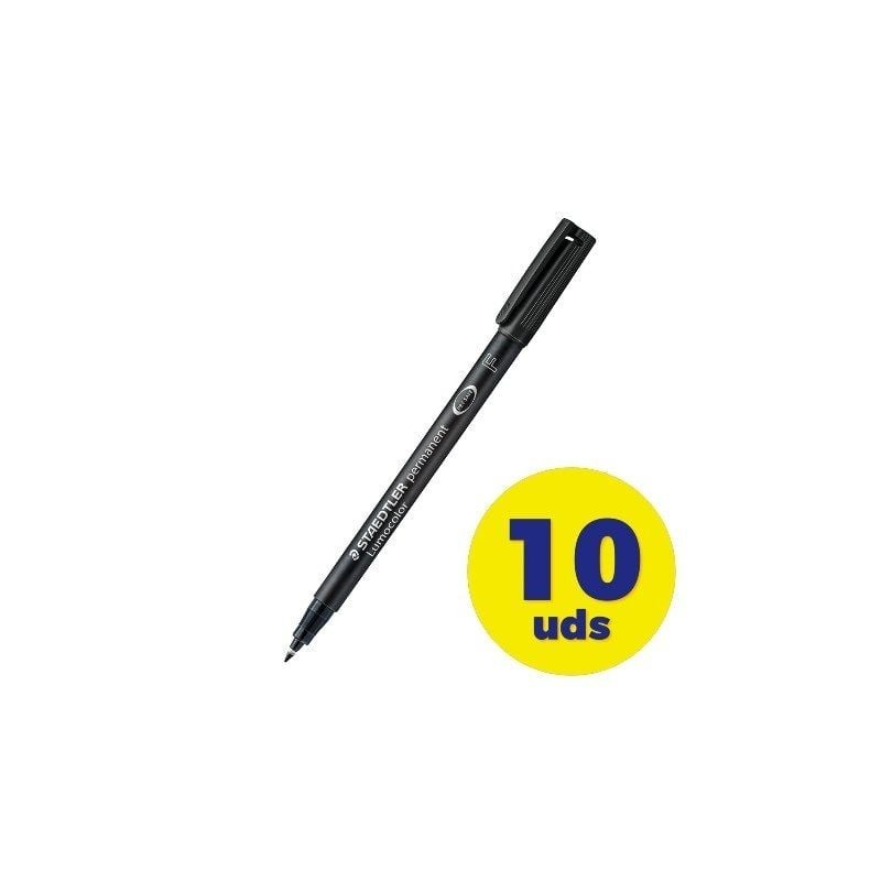 Caja de Rotuladores Permanentes Staedtler Lumocolor 318- 0.6mm- 10 unidades- Negros