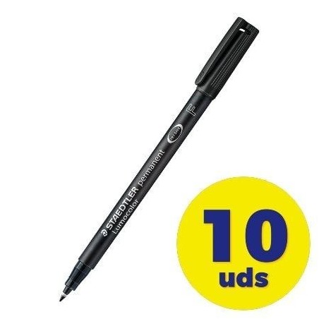 Caja de Rotuladores Permanentes Staedtler Lumocolor 318- 0.6mm- 10 unidades- Negros