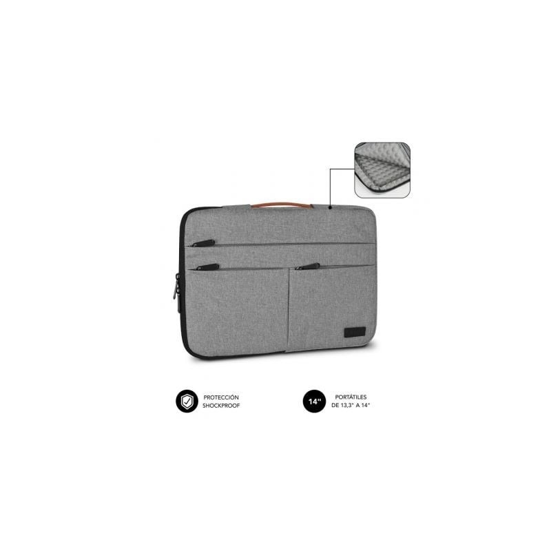 Funda Subblim Air Padding 360 Sleeve para Portátiles hasta 14'- Gris Claro