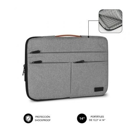 Funda Subblim Air Padding 360 Sleeve para Portátiles hasta 14'- Gris Claro