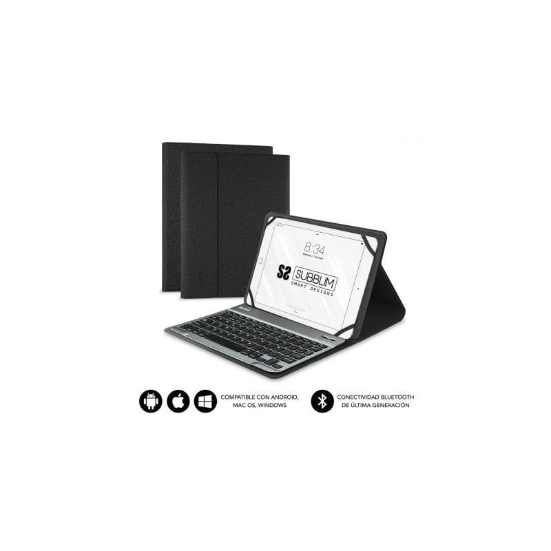 Funda con Teclado Subblim Keytab Pro Bluetooth para Tablets de 10.1'-10.8'- Negra