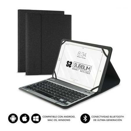 Funda con Teclado Subblim Keytab Pro Bluetooth para Tablets de 10.1'-10.8'- Negra