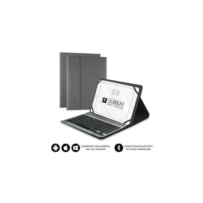 Funda con Teclado Subblim Keytab Pro Bluetooth para Tablets de 10.1'-10.8'- Gris
