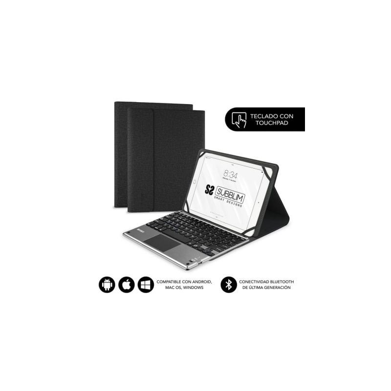 Funda con Teclado Subblim Keytab Pro Bluetooth Touchpad para Tablets de 10.1'-10.8'- Negra