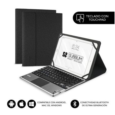 Funda con Teclado Subblim Keytab Pro Bluetooth Touchpad para Tablets de 10.1'-10.8'- Negra