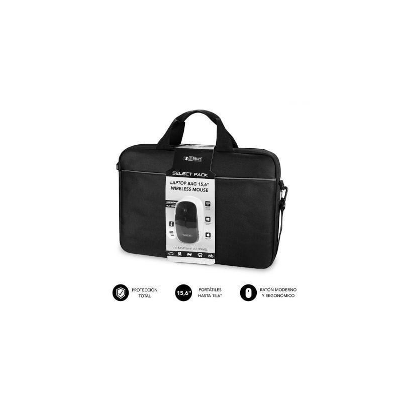 Maletín + Ratón Inalámbrico Subblim Select Pack para Portátiles hasta 15.6'- Cinta para Trolley- Negro