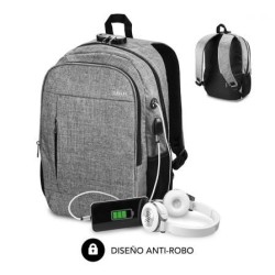Mochila Subblim Urban Lock para Portátiles hasta 16'- Puerto USB- Antirrobo- Gris