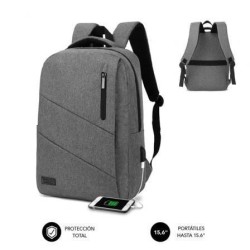 Mochila Subblim City Backpack para Portátiles hasta 15.6'- Puerto USB- Gris