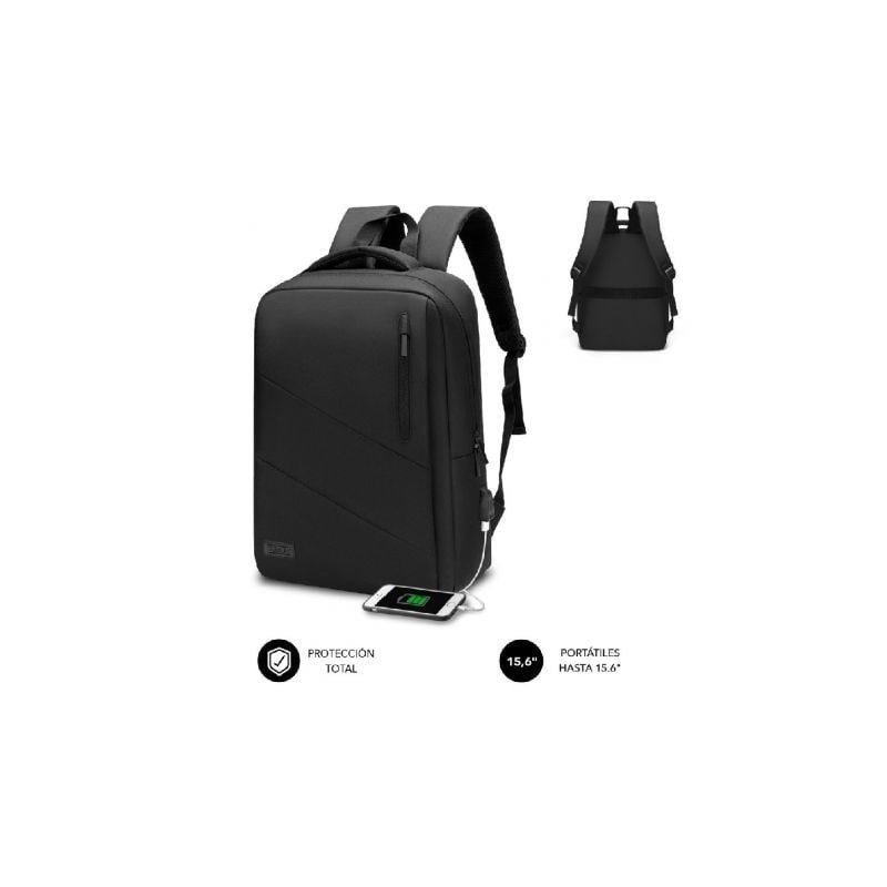 Mochila Subblim City Backpack para Portátiles hasta 15.6'- Puerto USB- Negra