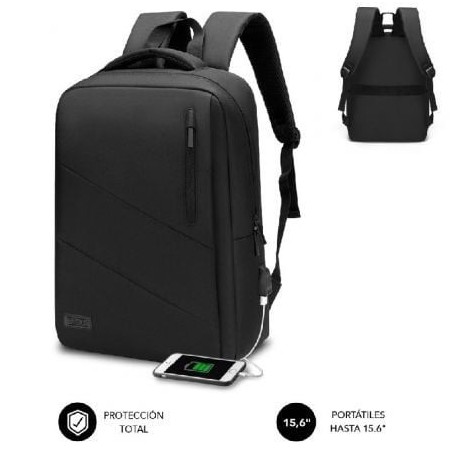Mochila Subblim City Backpack para Portátiles hasta 15.6'- Puerto USB- Negra
