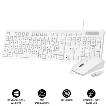 Teclado y Ratón Subblim Combo Business Slim Silencioso- Blanco
