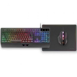 Pack Gaming Mars Gaming MCP124- Teclado H-MECH  + Ratón Óptico + Alfombrilla- Negro