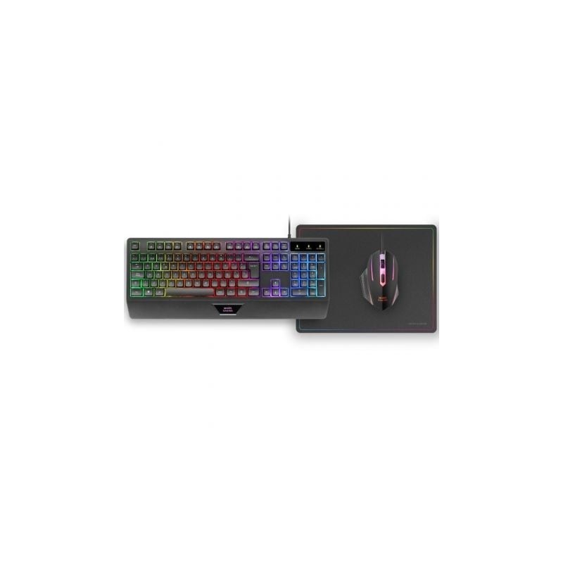 Pack Gaming Mars Gaming MCP124- Teclado H-MECH  + Ratón Óptico + Alfombrilla- Negro
