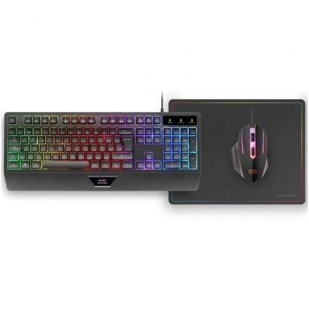 Pack Gaming Mars Gaming MCP124- Teclado H-MECH  + Ratón Óptico + Alfombrilla- Negro