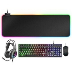 Pack Gaming Mars Gaming MCPEX- Teclado H-MECH  + Ratón Óptico + Auriculares con Micrófono + Alfombrilla