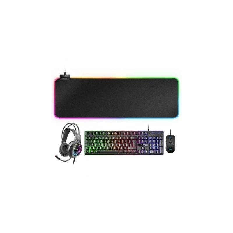 Pack Gaming Mars Gaming MCPEX- Teclado H-MECH  + Ratón Óptico + Auriculares con Micrófono + Alfombrilla