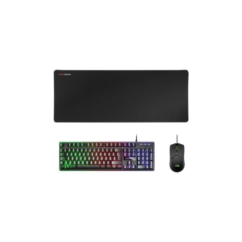 Pack Gaming Mars Gaming MCPX- Teclado H-MECH  + Ratón Óptico + Alfombrilla- Negro