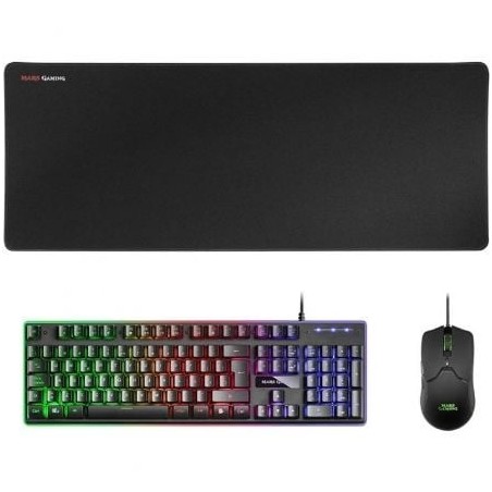 Pack Gaming Mars Gaming MCPX- Teclado H-MECH  + Ratón Óptico + Alfombrilla- Negro